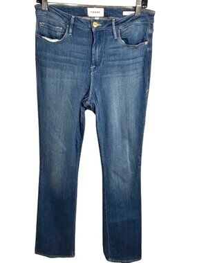 FRAME Le Mini Boot Jeans Dark Wash Mid Rise Stretch Denim Bootcut Size 29